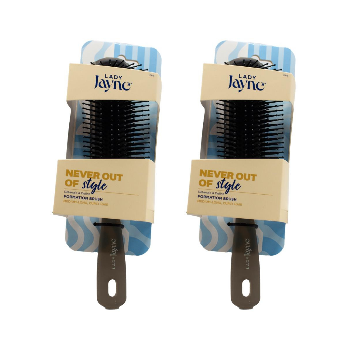 Lady Jayne Never Out of Style  Formation Brush - Detangle & Define Medium Long Curly Hair 24pk