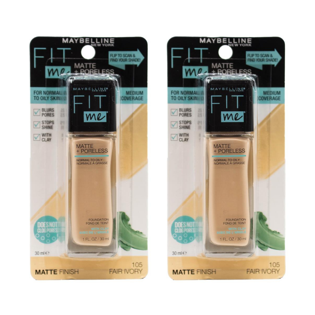 Maybelline Fit Me Matte & Poreless Mattifying Liquid Foundation - Fair Ivory 24pk