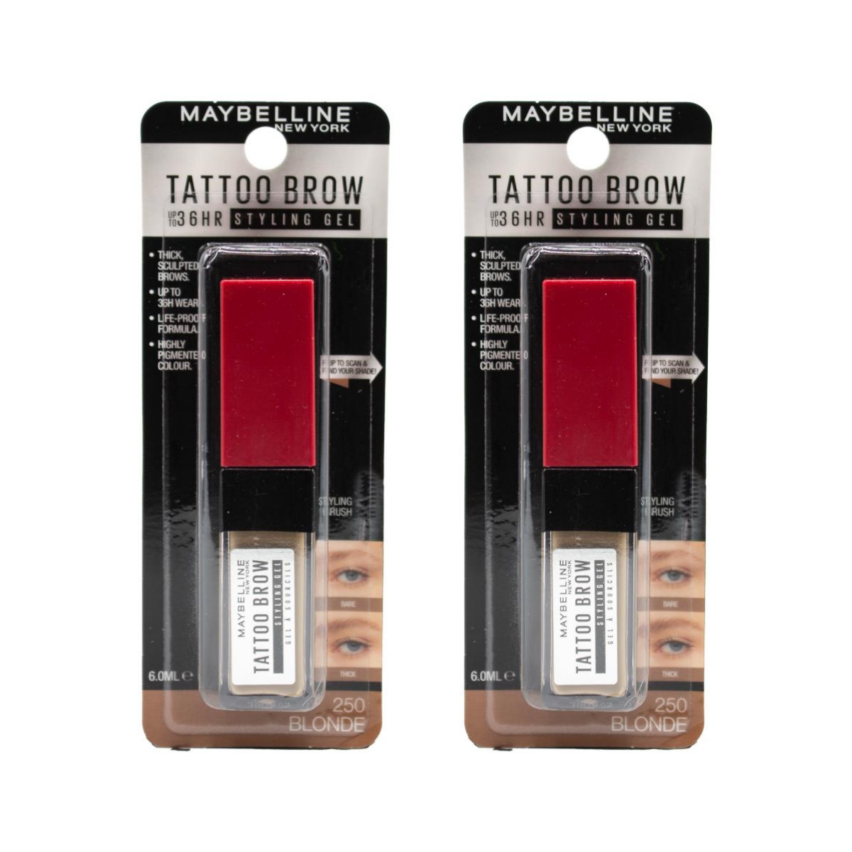Maybelline Tattoo Brow 36HR Styling Gel - Blonde 24pk