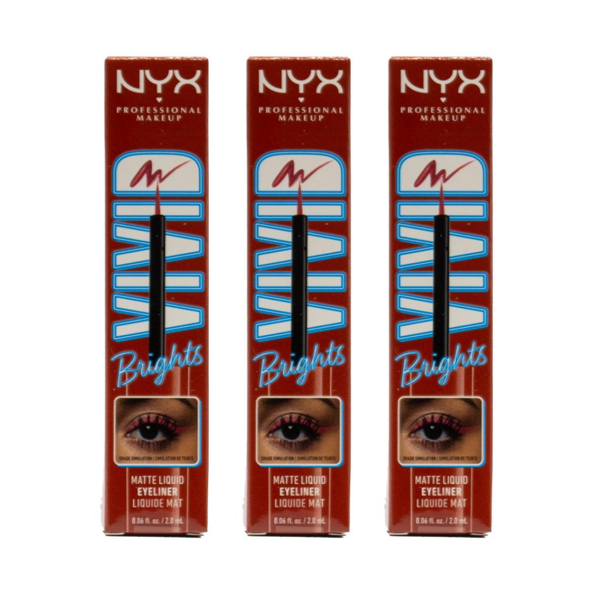 NYX Vivid Brights Matte Liquid Eyeliner - Brights on Red 24pk