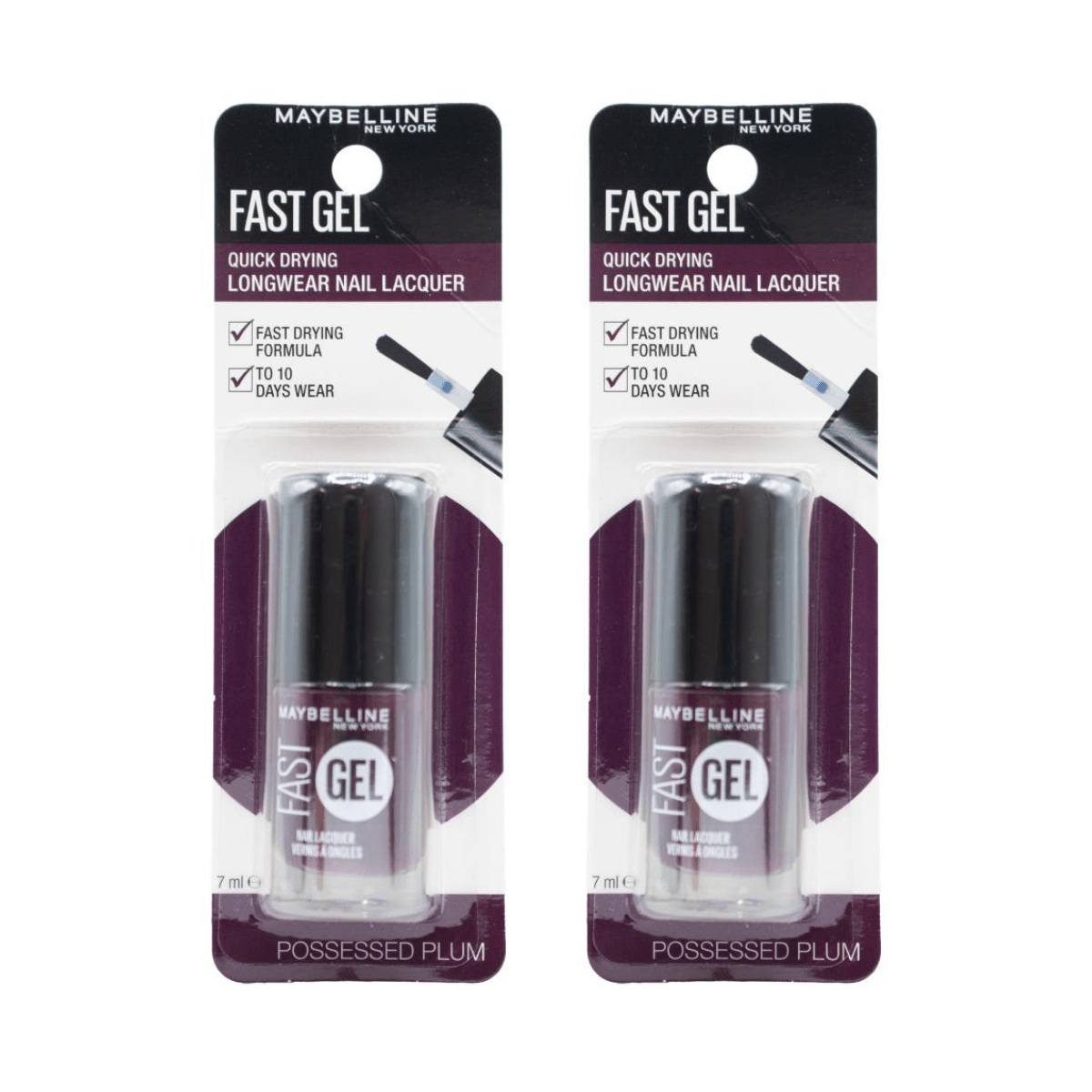 Maybelline Fast Gel Quick Drying Longwear Nail Lacquer - Possessed Plum 24pk - Wholesale Discount Cosmetics