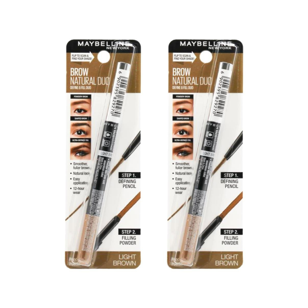 Maybelline Brow Natural Duo  2-In-1 Pencil and Powder - Light Brown 24pk