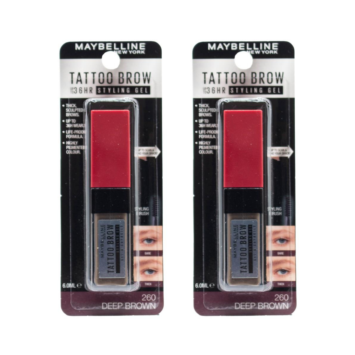 Maybelline Tattoo Brow 36HR Styling Gel - Deep Brown 24pk