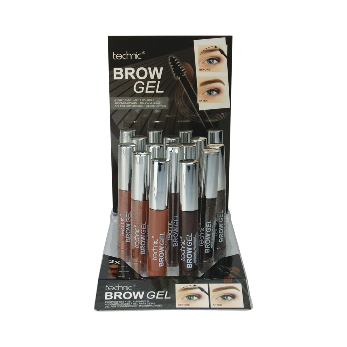 Technic Eyebrow Brow Gel - Assorted Shades 24pk