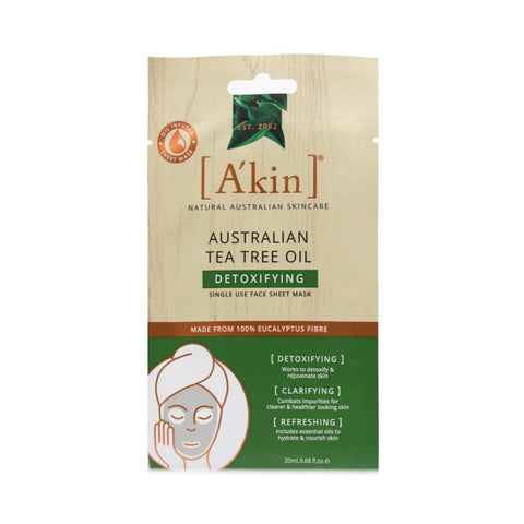 A'Kin Australian Tea Tree Oil Detoxifying Sheet Mask - 24pk | Wholesale Discount Cosmetics