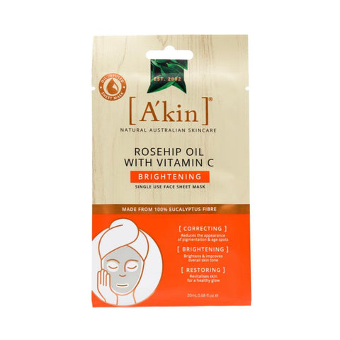 A'Kin Rosehip Oil with Vitamin C Brightening Sheet Mask - 24pk | Wholesale Discount Cosmetics