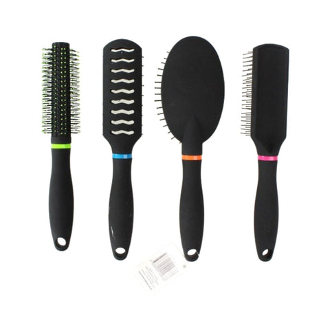 Indulge Hair Brushes (Black w/ Fluro) on Display Stand - 24pk - Wholesale Discount Cosmetics