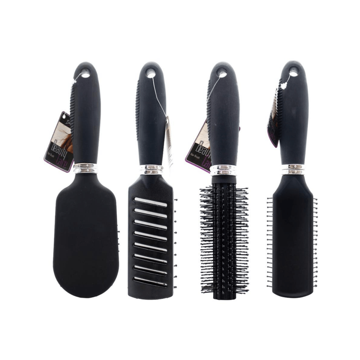 Indulge Hair Brushes (Black w/ Fluro) on Display Stand - 24pk - Wholesale Discount Cosmetics