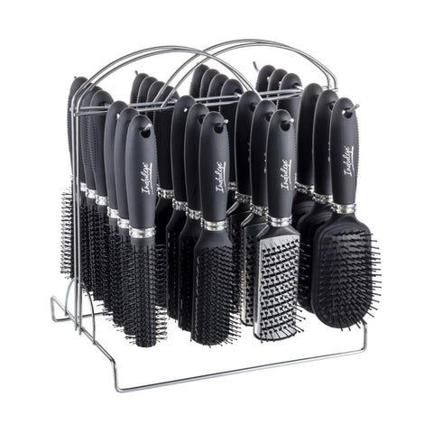 Indulge Hair Brushes (Black) on Display Stand - 24pk | Wholesale Discount Cosmetics