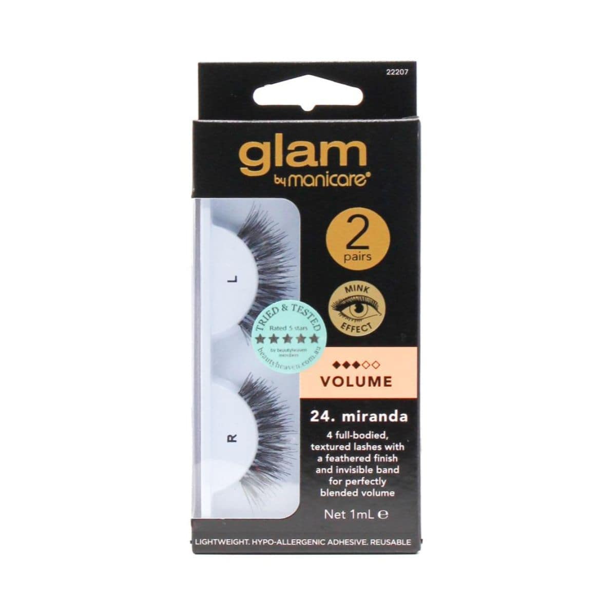 Manicare 2 Pair Volume Mink Effect Lashes Miranda - 100 UNITS @ $2.18 per unit - Wholesale Discount Cosmetics