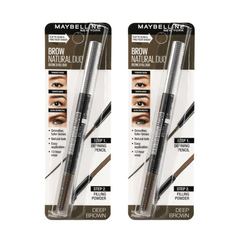 Maybelline Brow Natural Duo - Deep Brown 24pk - Wholesale Discount Cosmetics