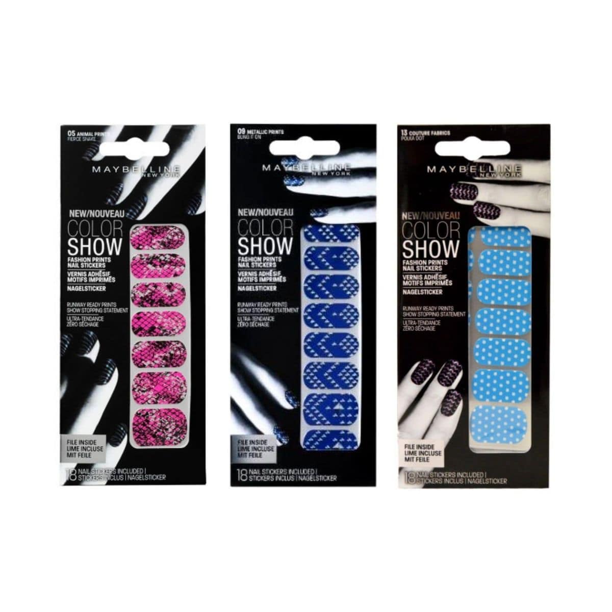 Maybelline Color Show Fashion Prints Nail Stickers - Assorted Shades 24pk - Wholesale Discount Cosmetics