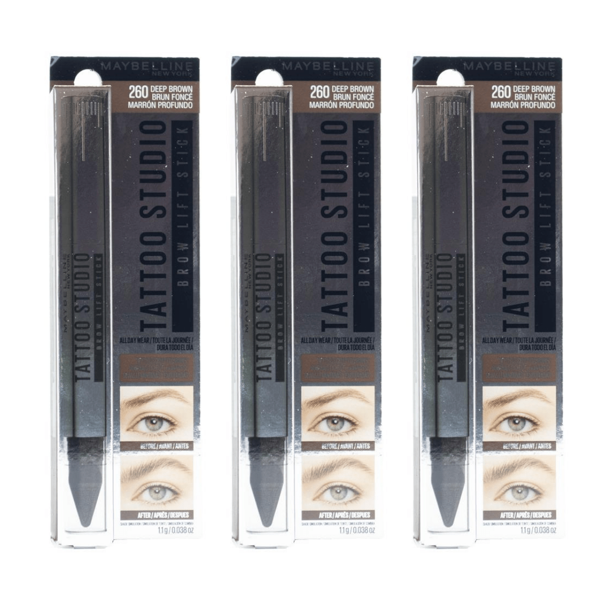 Maybelline Tattoo Studio Brow Lift Stick - Deep Brown 24pk - Wholesale Discount Cosmetics