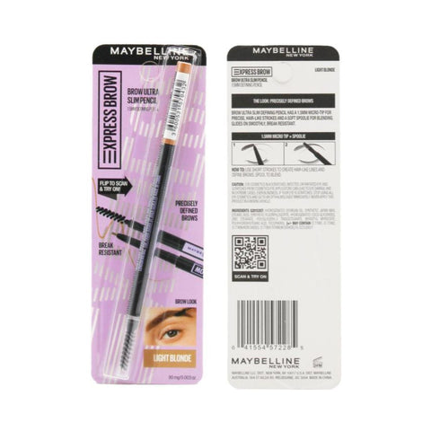 Maybelline Express Brow Ultra Slim Pencil Light Blonde(Carded) - 24pk | Wholesale Discount Cosmetics