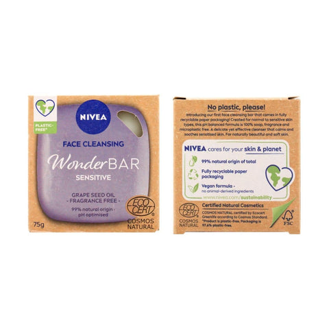 Nivea Face Cleansing Sensitive Wonder Bar  75g  - 24pk | Wholesale Discount Cosmetics