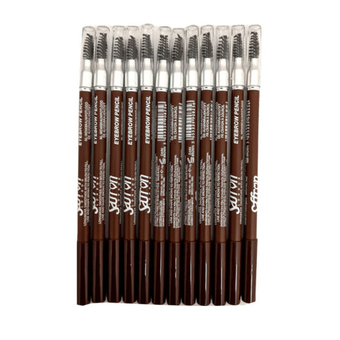 Saffron Eyebrow Pencil with Brush - Dark Brown 24pk - Wholesale Discount Cosmetics