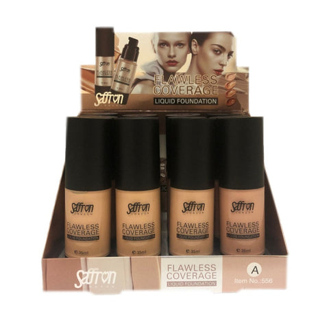 Saffron Flawless Coverage Liquid Foundation - Assorted Shades 24pk - Wholesale Discount Cosmetics