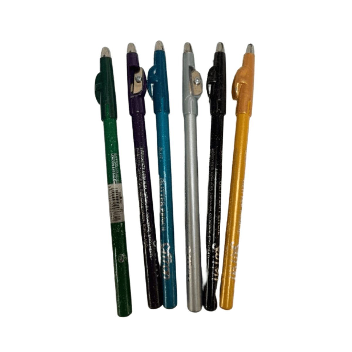 Saffron Glitter Eye Pencil + Sharpener - Assorted Shades 24pk - Wholesale Discount Cosmetics