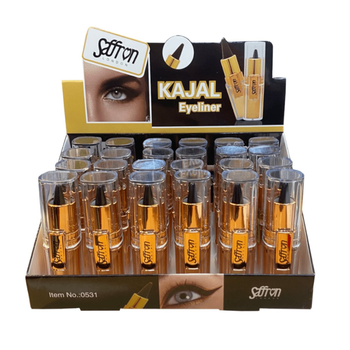 Saffron Kajal Eyeliner - Black 24pk - Wholesale Discount Cosmetics