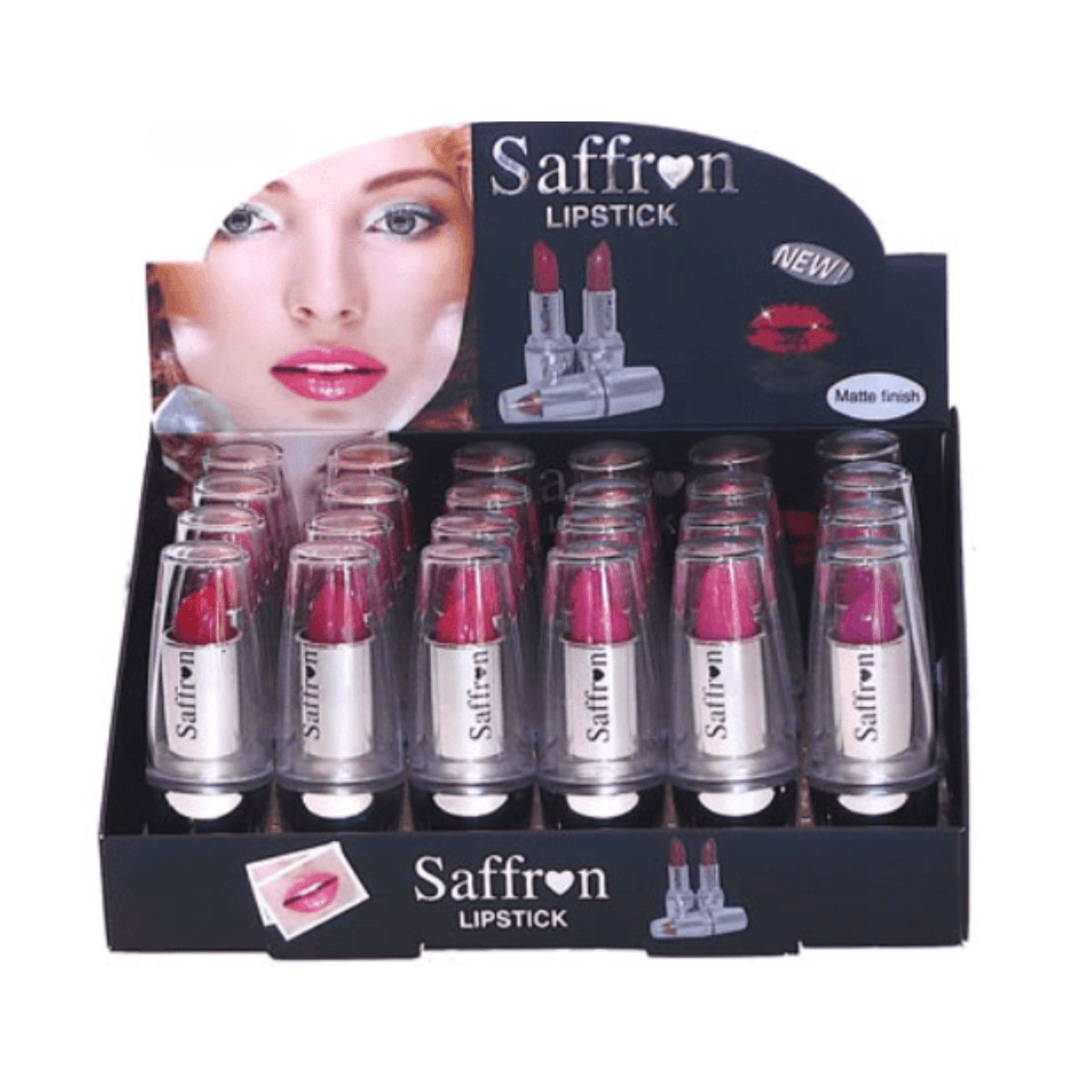 Saffron Matte Lipstick - E Red + Pinks 24pk - Wholesale Discount Cosmetics