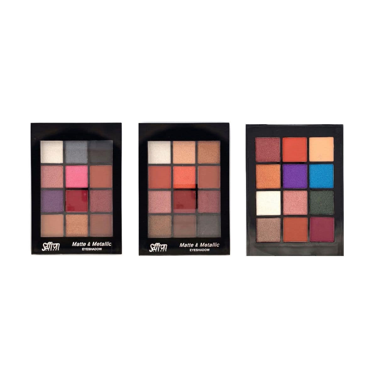 Saffron Matte & Metallic 12 Pan Eyeshadow Palette - Assorted Shades 24pk - Wholesale Discount Cosmetics