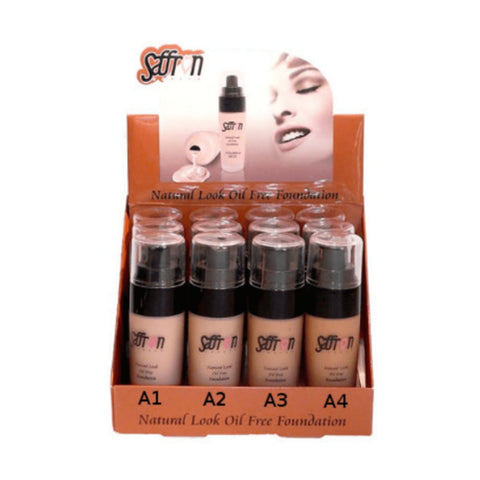 Saffron Natural Look Oil Free Liquid Foundation - Assorted Shades 24pk - Wholesale Discount Cosmetics