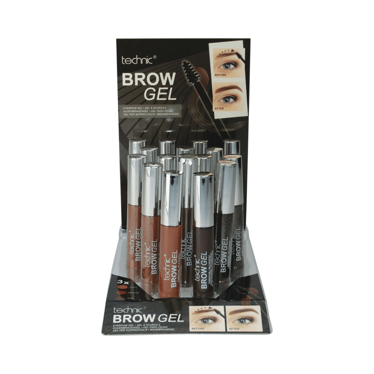 Technic Eyebrow Brow Gel - Assorted Shades 24pk - Wholesale Discount Cosmetics