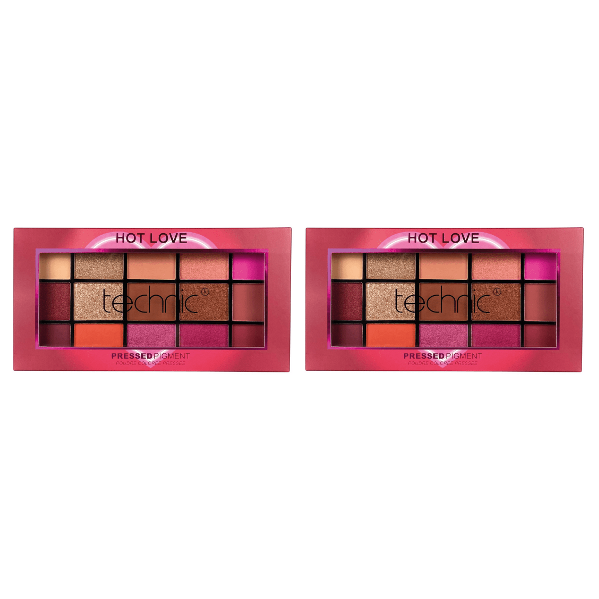 Technic Pressed Pigment Eyeshadow Palette 15 Pan - Hot Love 24pk - Wholesale Discount Cosmetics