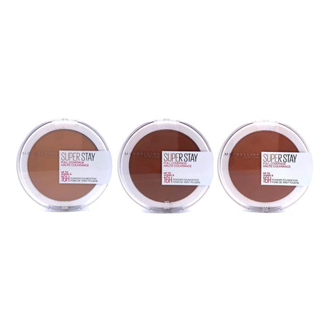 Maybelline SuperStay Full Coverage 16H Powder Foundation (Assorted Dark Shades) - 24 pk | Wholesale Discount Cosmetics